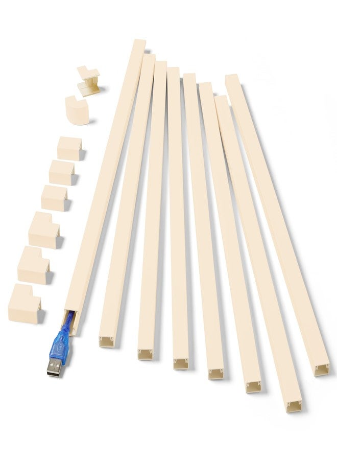 ZhiYo One-Cord Hider Kit, 126in (8 x L15.7in) Cable Covers for Wires on Wall, Mini Wire Hider for Wall Mounted TV, Beige Cable Raceway, Paintable Cord Cover Cable Management for Home Office, W0.6in x H0.4in - Image 1
